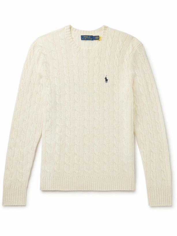 Photo: Polo Ralph Lauren - Slim-Fit Cable-Knit Wool and Cashmere-Blend Sweater - Neutrals