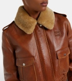 Miu Miu Shearling-trimmed leather jacket