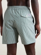 Polo Ralph Lauren - Traveler Striped Straight-Leg Mid-Length Cotton-Blend Seersucker Swim Shorts - Green