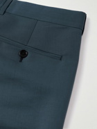 TOM FORD - Tapered Pleated Cotton and Silk-Blend Suit Trousers - Blue