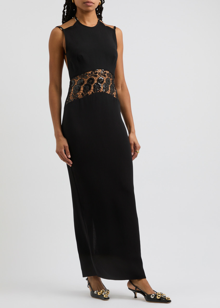 Paris Georgia Tina Sequin-embellished Open-back Maxi Dress Black Paris  Georgia