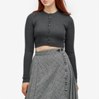 Auralee Women's Wool Rib Short Cardigan in Top Charcoal