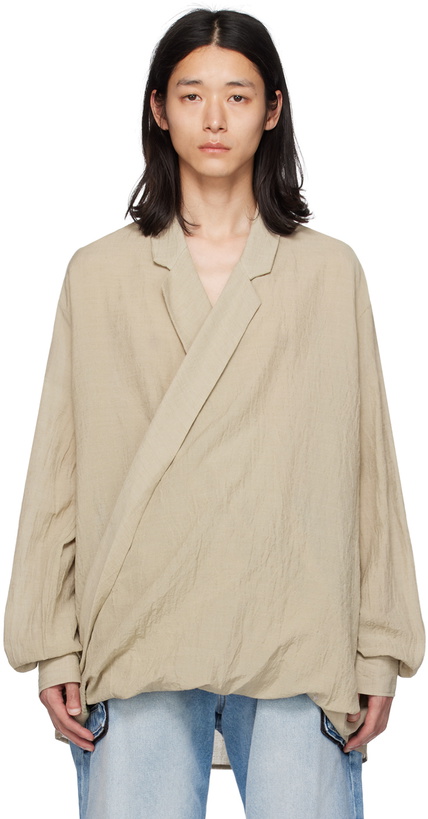 Photo: Balmain Beige Draped Shirt