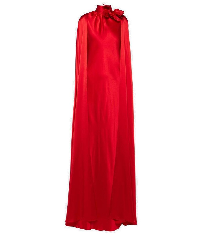 Photo: Rodarte Floral-appliqué caped silk gown