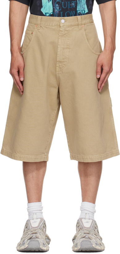Photo: VETEMENTS Beige Hip-Hop Denim Shorts