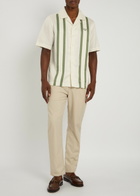 Fred Perry Striped Logo-embroidered Woven Shirt Cream