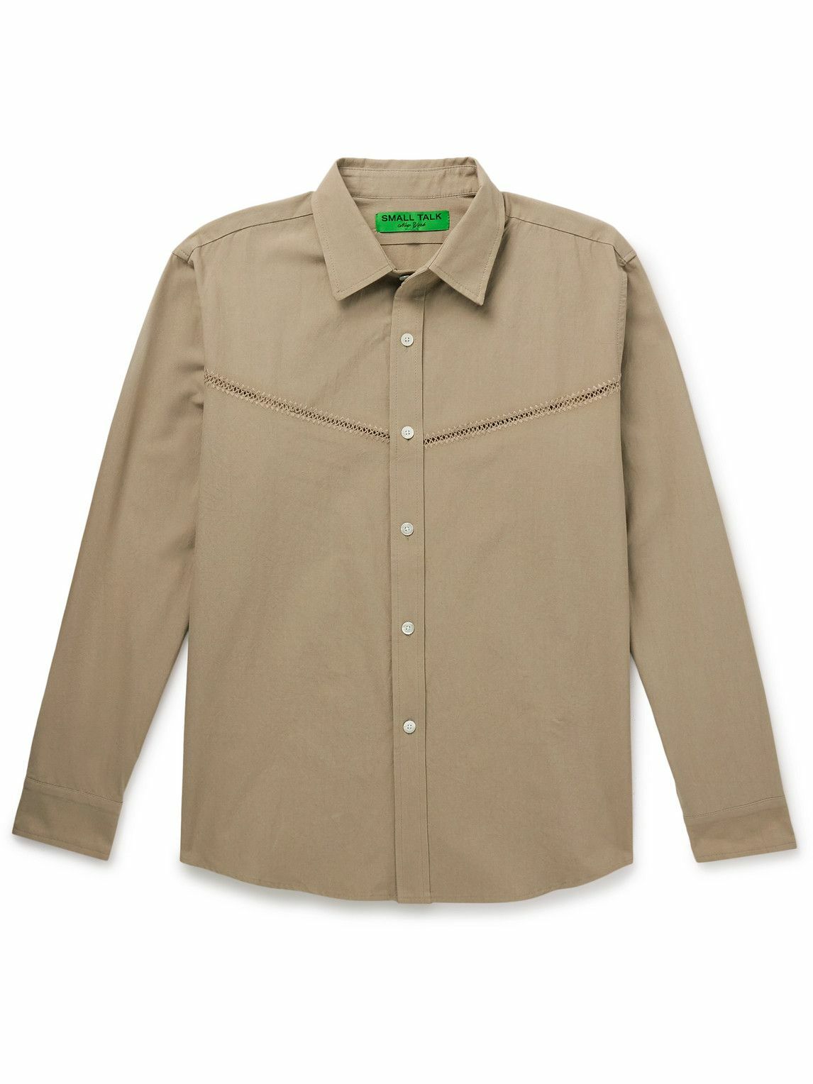 Small Talk - Crochet-Trimmed Cotton-Poplin Shirt - Neutrals