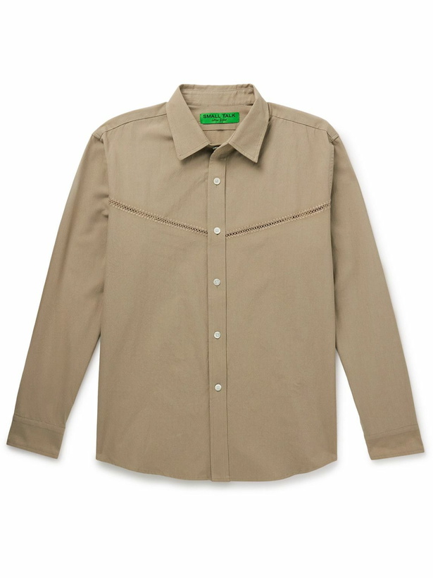 Photo: Small Talk - Crochet-Trimmed Cotton-Poplin Shirt - Neutrals