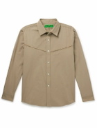 Small Talk - Crochet-Trimmed Cotton-Poplin Shirt - Neutrals