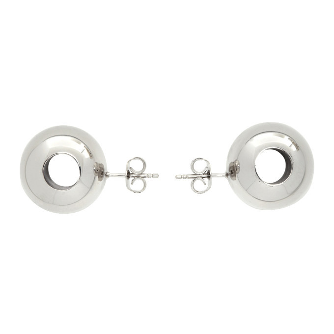 Dheygere Silver Canister Pearl Earrings