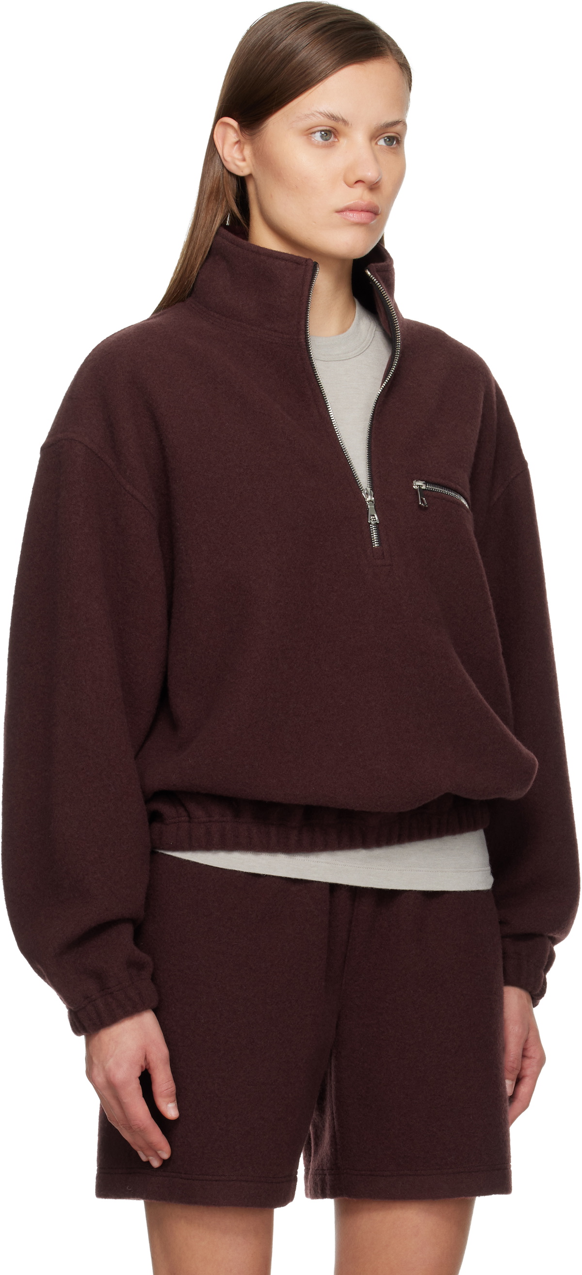 Rier SSENSE Exclusive Burgundy Fleece Jacket