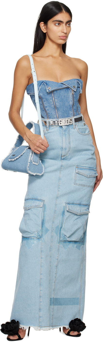 GCDS Blue Comma Small Denim Bag