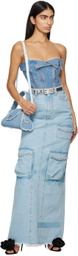 GCDS Blue Comma Small Denim Bag