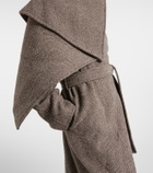 Ferragamo Herringbone caped wool and cotton wrap coat