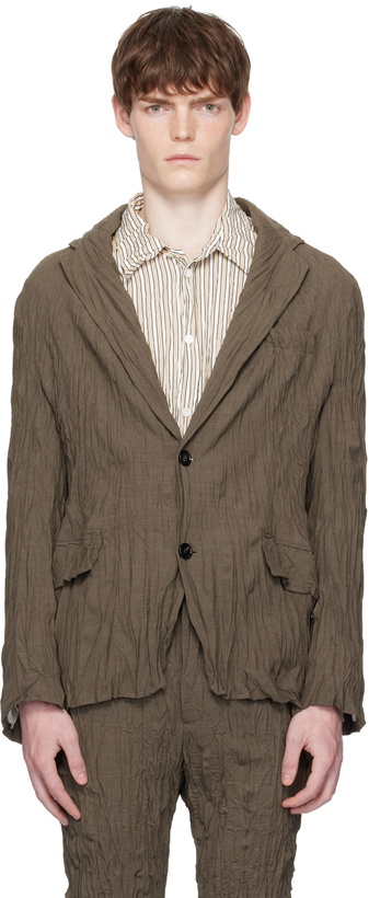 Photo: Bottega Veneta Brown Crushed Wool Blazer