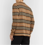 Burberry - Striped Merino Wool Polo Shirt - Brown