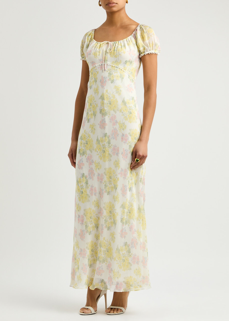 sachin and babi light blue dress Ivory Flared Long Sleeve Chiffon Maxi Dress – shopaleena main image 1