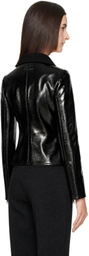 Courrèges Black High Collar Croc-Embossed Vinyl Jacket
