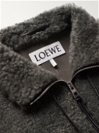 Loewe - Leather-Trimmed Shearling Jacket - Green