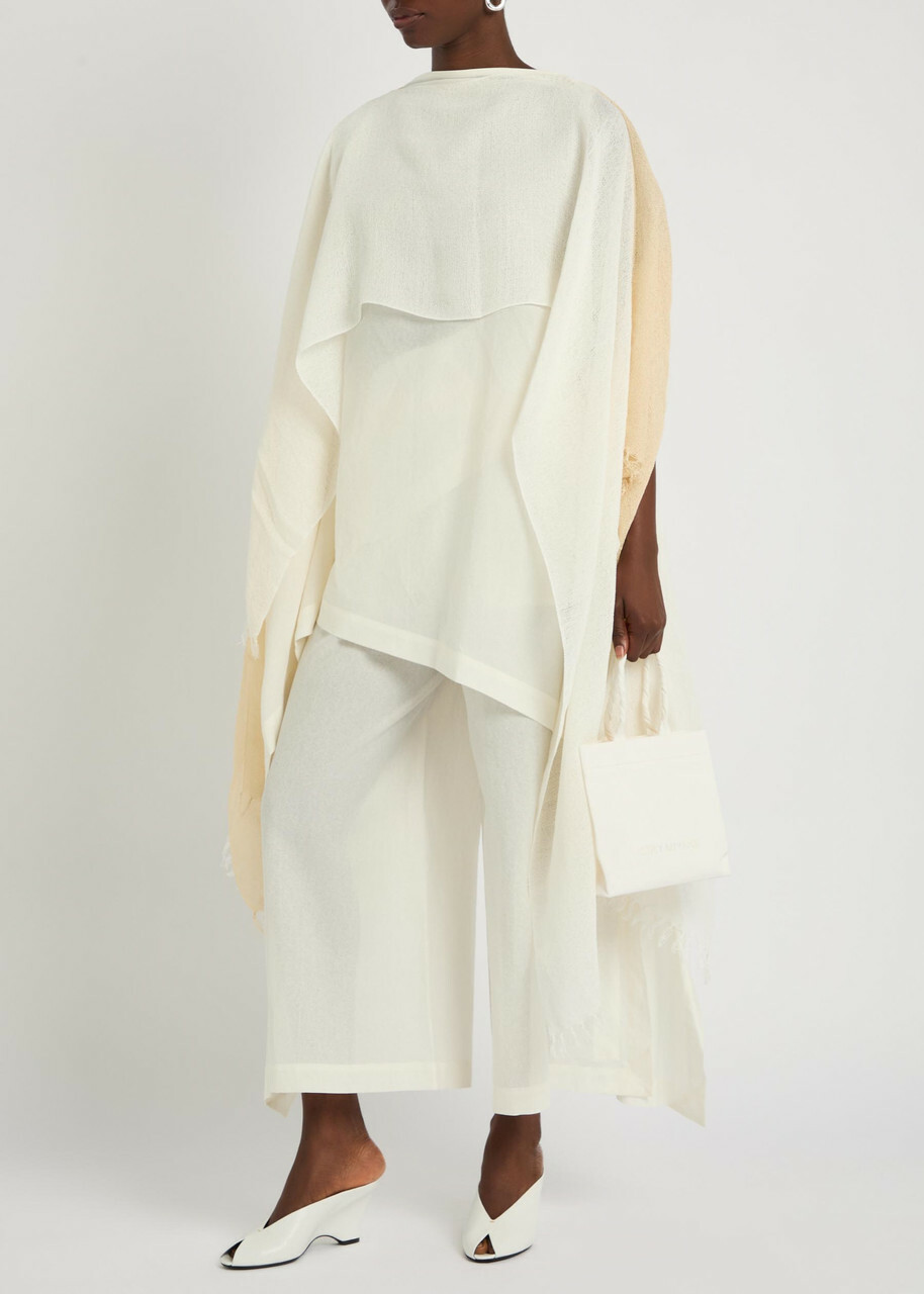 Issey Miyake Slits Cotton Stole - White - One Size
