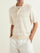 Lardini - Striped Organic and Recycled-Cotton Polo Shirt - Neutrals