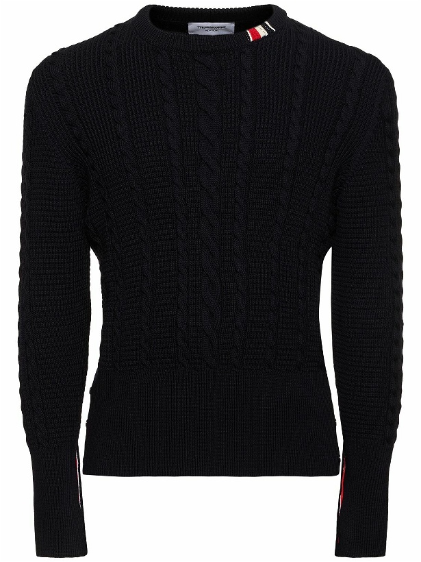 Photo: THOM BROWNE - Cable Knit Relaxed Crewneck Sweater