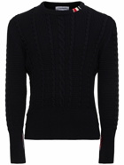 THOM BROWNE - Cable Knit Relaxed Crewneck Sweater