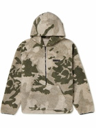 FEAR OF GOD ESSENTIALS - Logo-Appliquéd Camouflage-Print Fleece Half-Zip Hoodie - Green