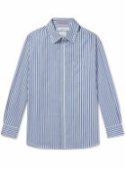 MANAAKI - Mahi Embroidered Striped Cotton-Poplin Shirt - Blue