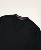 Brooks Brothers Men's Big & Tall Merino Wool V-Neck Sweater | Black