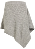 Staud Veer Asymmetric Cable-knit Wool-blend Skirt Grey