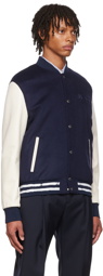 Alexander McQueen Navy Wool Varsity Jacket