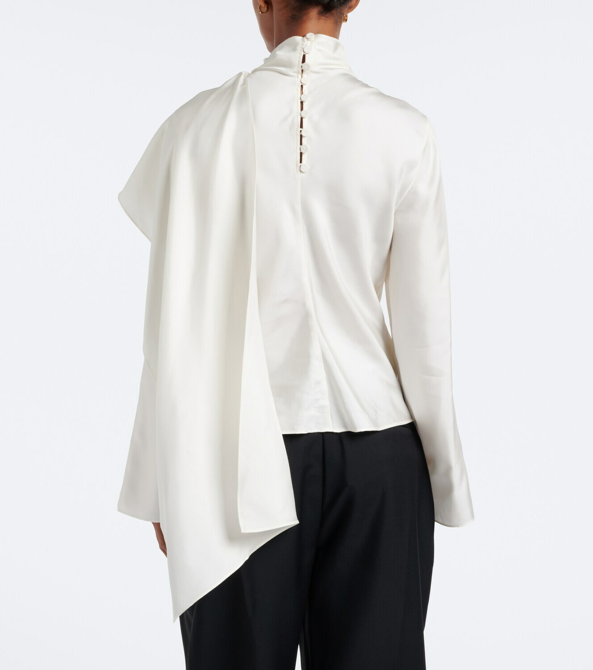 Róhe Caped silk satin turtleneck top