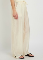 Solaqua Giulia Embroidered Wide-leg Trousers Ivory