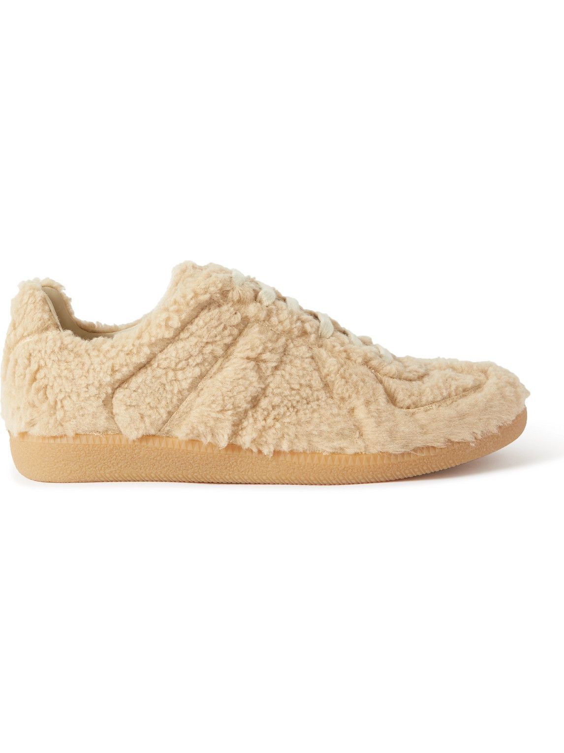 Maison Margiela - Replica Faux Shearling Sneakers - Neutrals  display picture 2