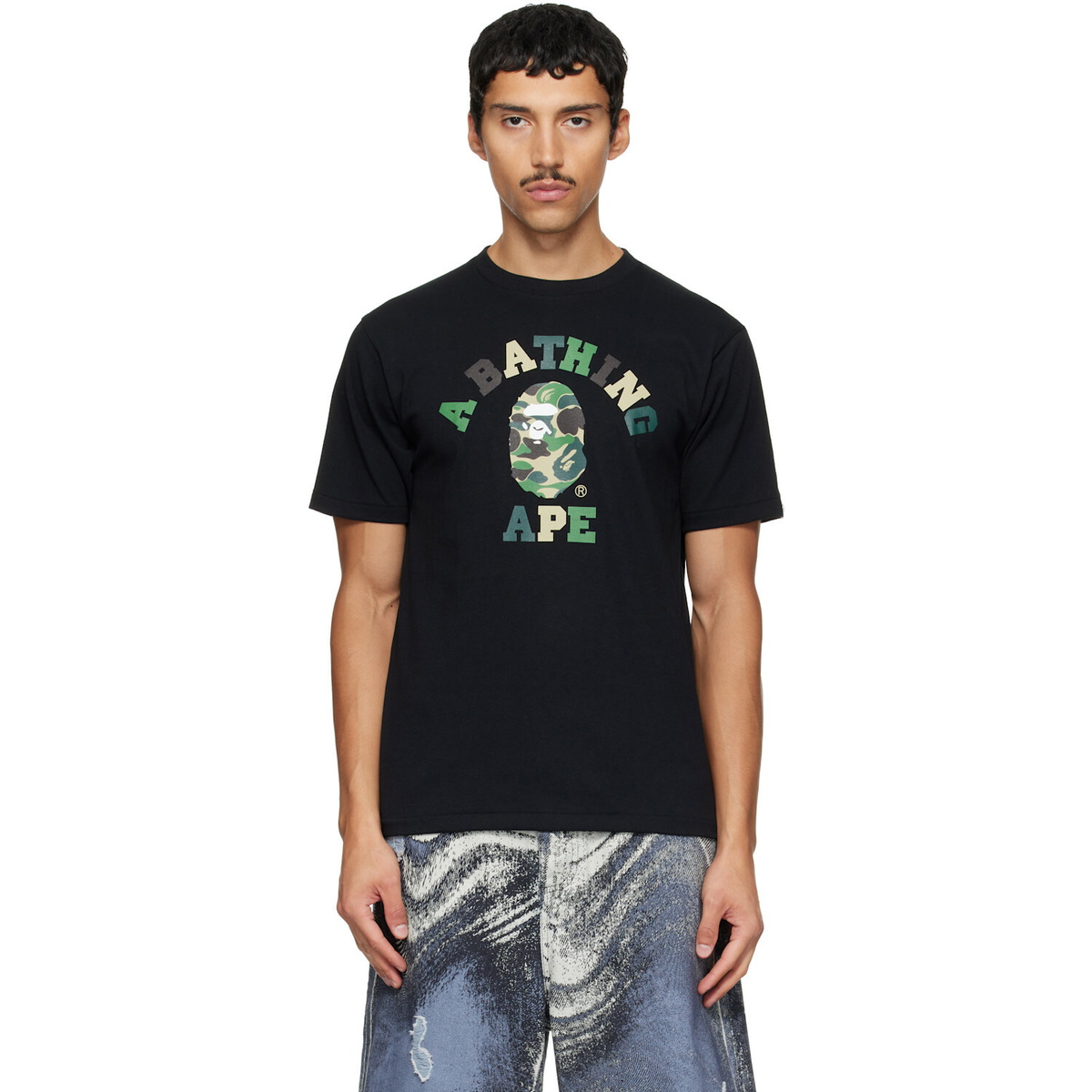 BAPE Black ABC Camo College T-shirt