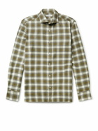 Boglioli - Slim-Fit Spread-Collar Checked Cotton-Flannel Shirt - Green