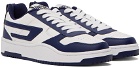 Diesel White & Blue S-Ukiyo V2 Low Sneakers