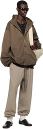 Fear of God ESSENTIALS Brown Textured Nylon Hooded Coaches Jacket