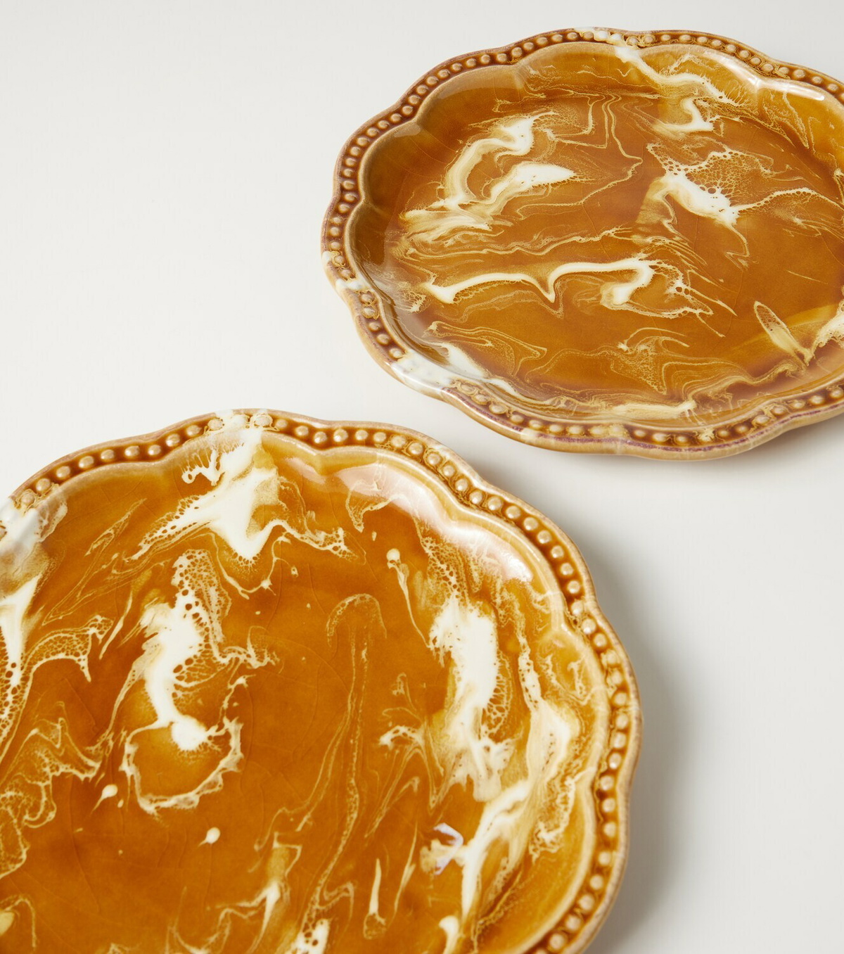 Cabana Marbled set of 2 ceramic dessert plates