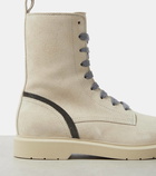 Brunello Cucinelli Embellished suede combat boots