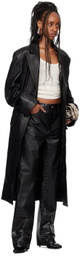 LU'U DAN Black Oversized Tailored Leather Coat