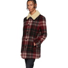 Saint Laurent Red Check Shearling Coat