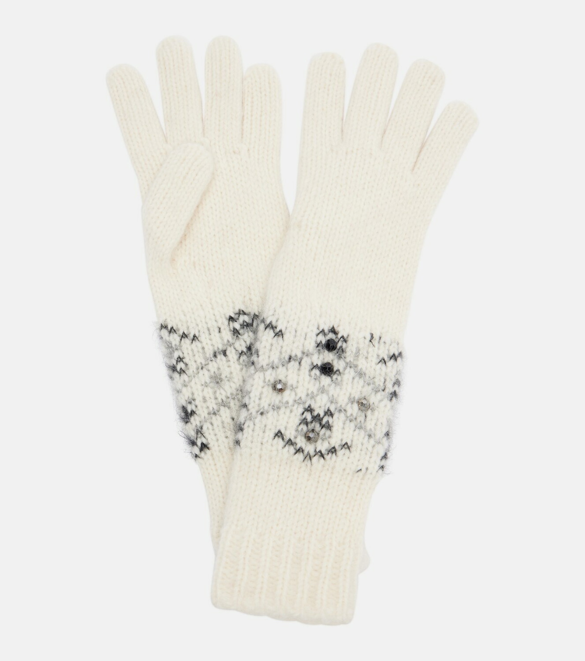 Moncler Embellished alpaca and wool-blend gloves