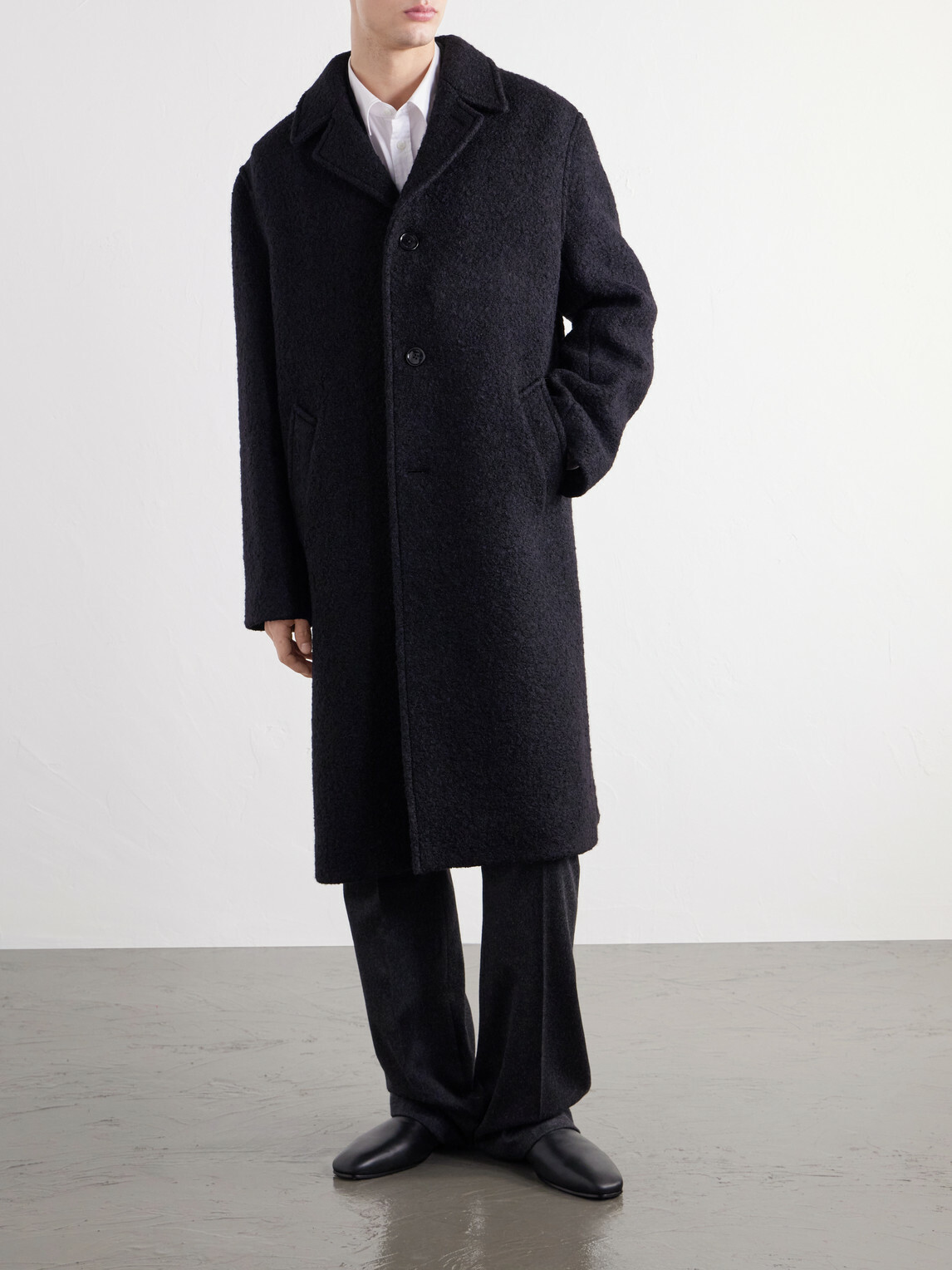 TOTEME - Brushed Wool-Blend Coat - Black