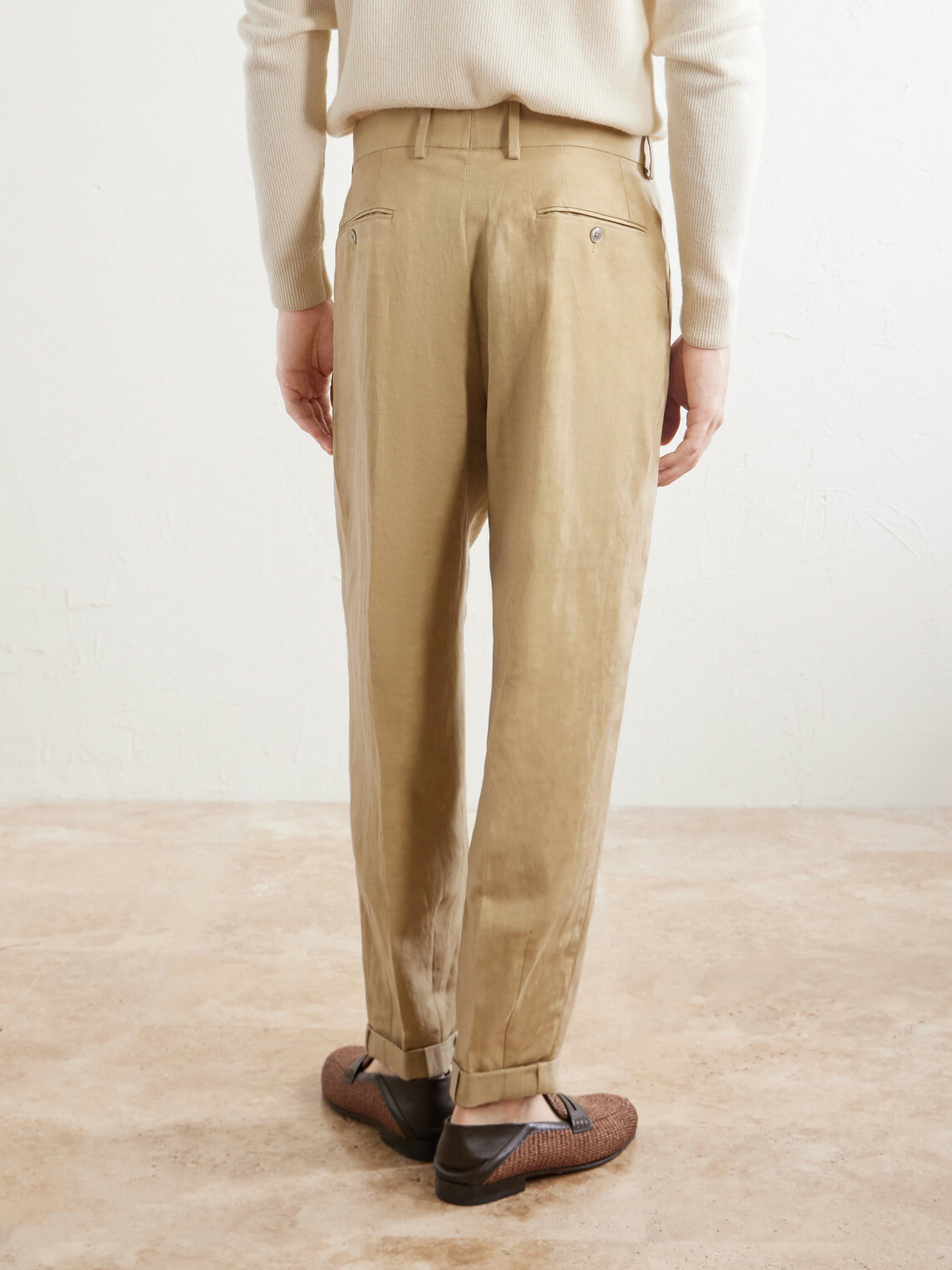 Dolce&Gabbana - Tapered Linen Trousers - Neutrals