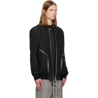 Rick Owens Black Tower Heizer Flight Suede Bomber Jacket