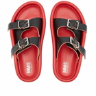 Maison Margiela Men's Leather Strap Sandal in Black/True Red