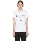 Balmain White Rubberized Logo T-Shirt