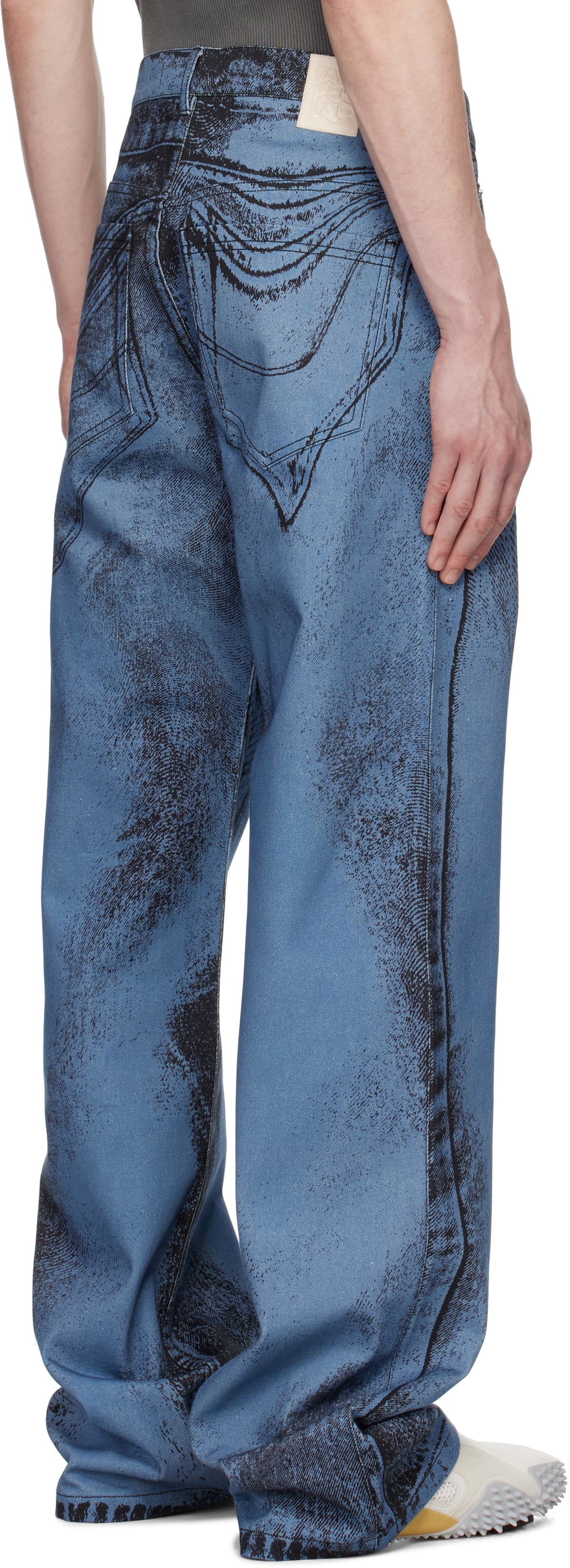 CAMPERLAB Blue & Black Distorted Print Denim Jeans CamperLab